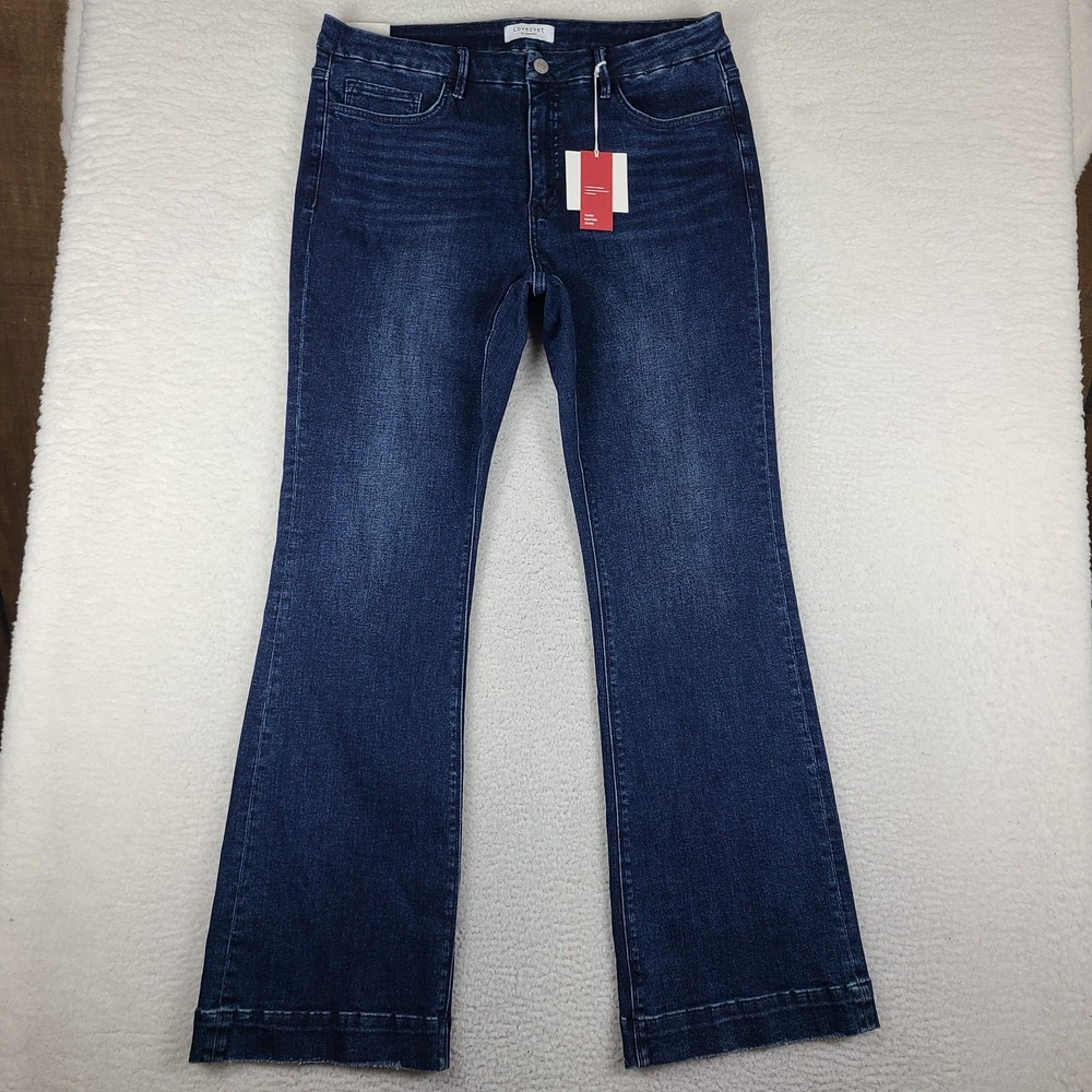 Lovervet By Vervet Jeans Womens 20W Blue Mid Rise Flare Leg Dark Wash Denim NEW